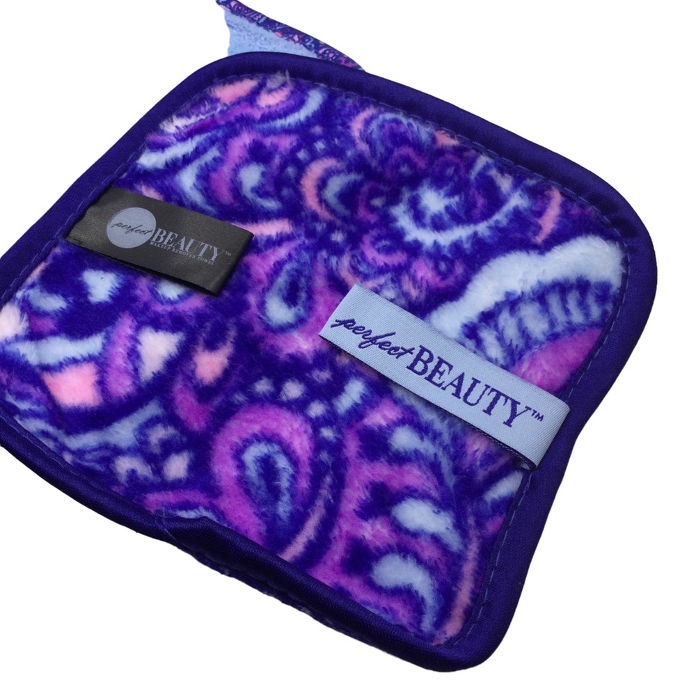 Perfect beauty 3 piece makeup remover towel set paisley blue purple and pink - Picture 2 of 11